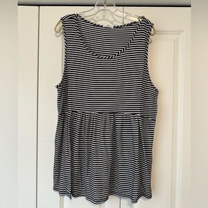 Chic Soul, Weekender Waffle Babydoll Stripe, navy and white